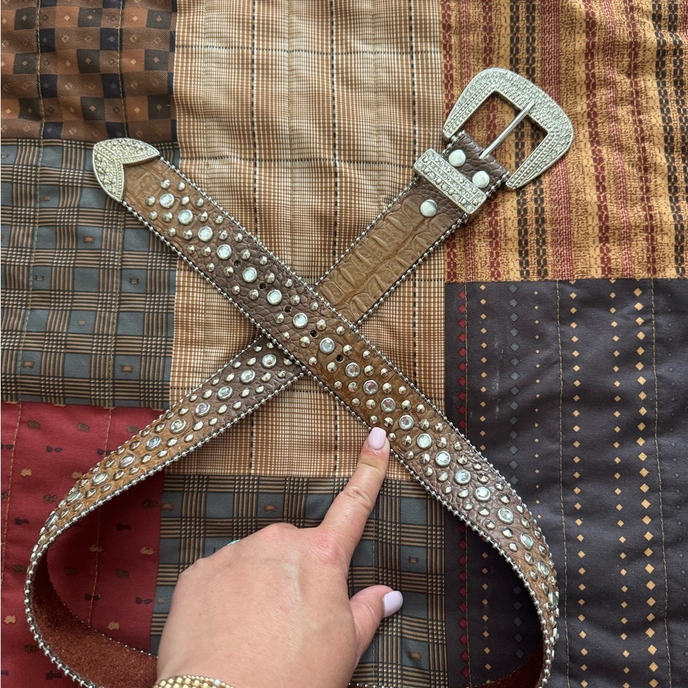Studded Brown Leather Belt